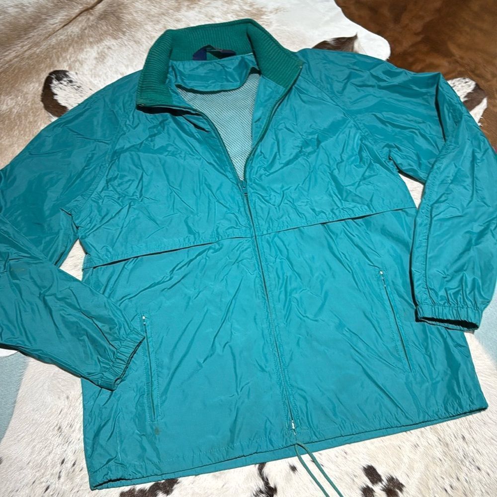 Vintage 80s Woolrich turquoise hooded Teton windbreaker‎